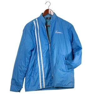 Vintage EMMA Toguchi Japan Puffer Jacket Size Medium Stripes Monogram Sky Blue